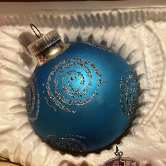 VTG Mercury Glass 8” Glitter Ball Christmas Ornaments (5) in Orig. Box Germany - Picture 6 of 6